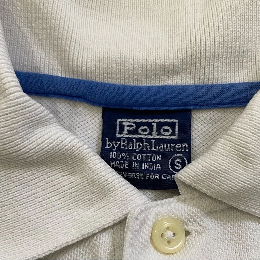 Vintage Polo by RL Boy’s Small Blue/White‎ Stripe Pique Knit Short Sleeve Polo